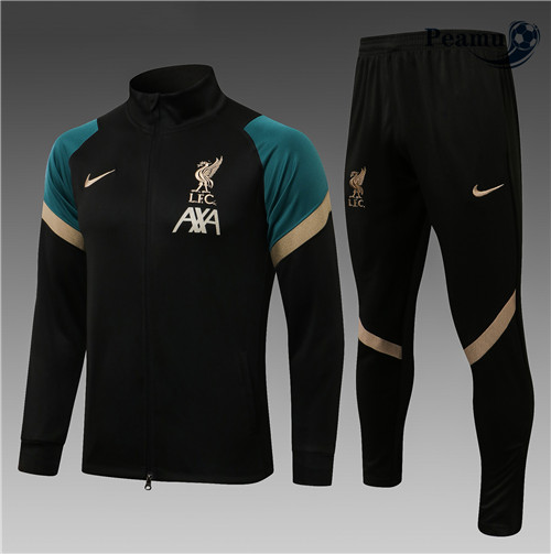 Veste Survetement Liverpool Enfant Noir/Vert 2021-2022
