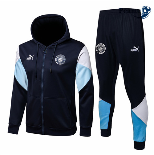 Veste Survetement Manchester City à Capuche Bleu Marine 2021-2022