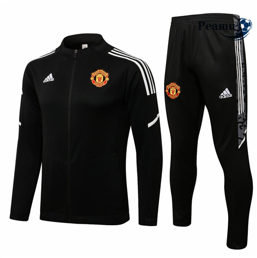 Veste Survetement Manchester United Noir/Blanc Col bas 2021-2022