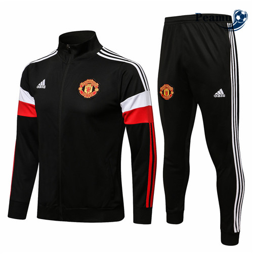 Veste Survetement Manchester United Noir/Blanc Col Haut 2021-2022