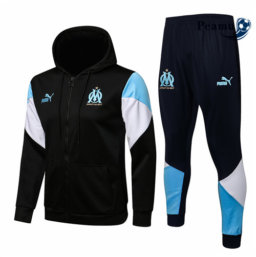 Veste Survetement Marseille à Capuche Noir 2021-2022