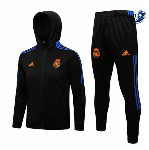 Veste Survetement Real Madrid à Capuche Noir/Bleu 2021-2022
