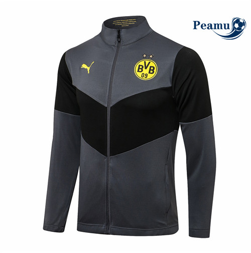Veste foot Borussia Dortmund Gris foncé Col Haut 2021-2022