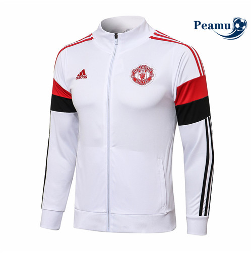 Veste foot Manchester United Blanc/Rouge/Noir Col Haut 2021-2022