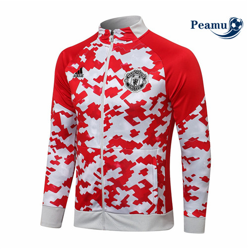 Veste foot Manchester United Rouge/Blanc Col Haut 2021-2022