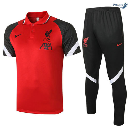 Peamu - Kit Maillot EntrainementPolo Liverpool + Pantalon Rouge/Noir 2021-2022