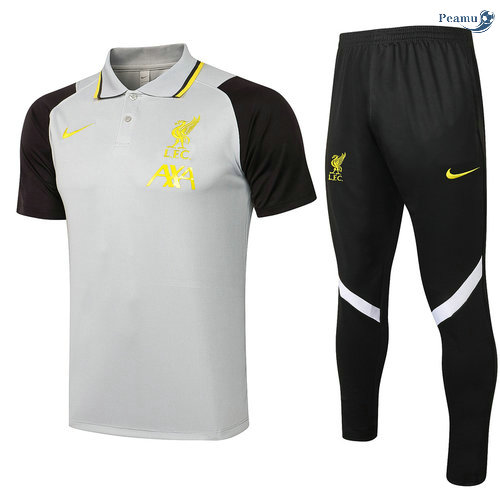 Peamu - Kit Maillot EntrainementPolo Liverpool + Pantalon Gris Clair 2021-2022