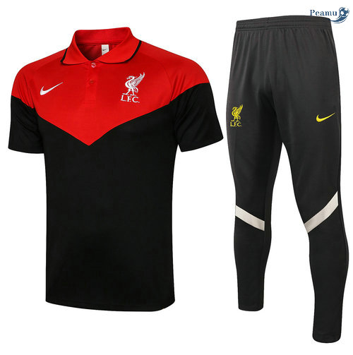 Peamu - Kit Maillot EntrainementPolo Liverpool + Pantalon Rouge/Noir 2021-2022