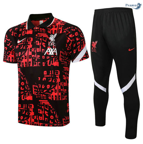 Peamu - Kit Maillot EntrainementPOLO Liverpool + Pantalon Rouge 2021-2022