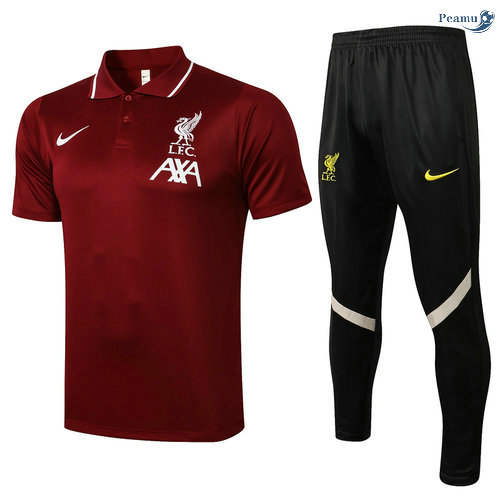 Peamu - Kit Maillot EntrainementPOLO Liverpool + Pantalon Bordeaux 2021-2022