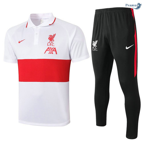Peamu - Kit Maillot EntrainementLiverpool POLO + Pantalon Blanc 2020-2021