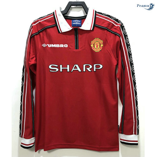 Peamu - Maillot foot Retro Manchester United Domicile Manche Longue 1998