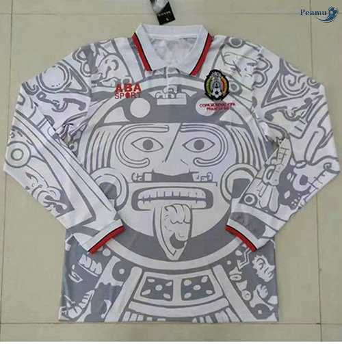 Peamu - Maillot foot Retro Mexique Exterieur Blanc Manche Longue 1998