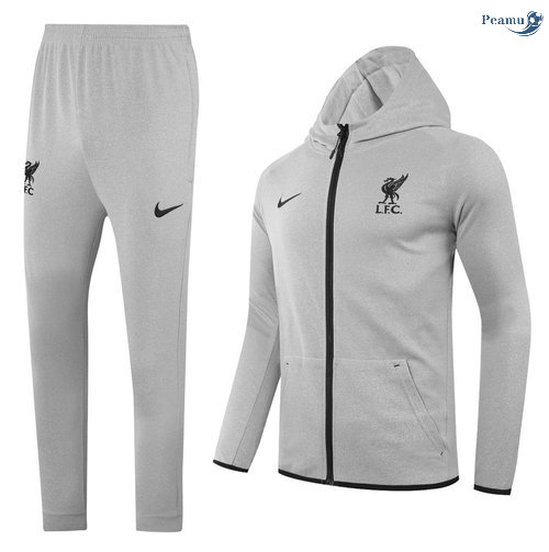 Peamu - Survetement - Sweat à capuche Liverpool Gris 2020-2021