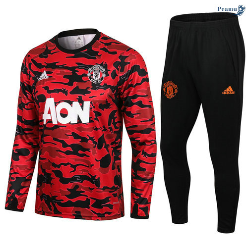 Peamu - Survetement Manchester United Rouge/Noir Col Rond 2021-2022