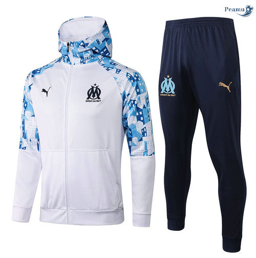 Peamu - Survetement - Sweat à capuche Marseille Blanc 2021-2022
