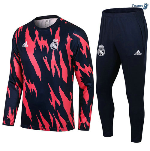 Peamu - Survetement Real Madrid Bleu Marine/Rouge Col Rond 2021-2022