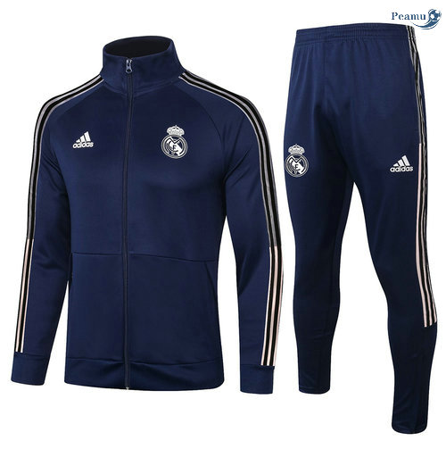Peamu - Veste Survetement Real Madrid Bleu Marine Col Haut 2020-2021
