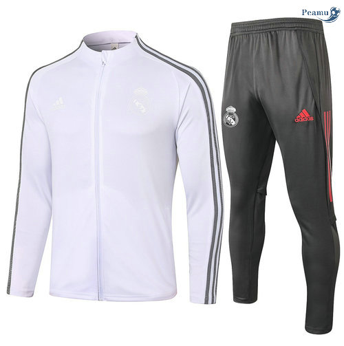 Peamu - Veste Survetement Real Madrid Blanc Col Haut 2020-2021