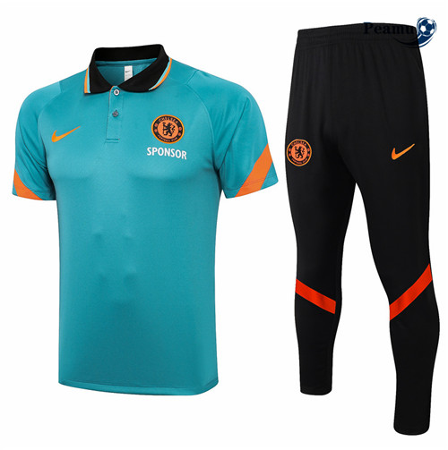 Kit Maillot Entrainement Polo Chelsea + Pantalon Vert herbe 2021-2022