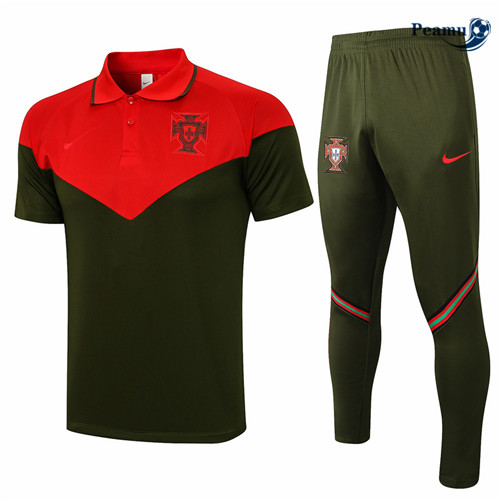 Kit Maillot Entrainement POLO Portugal + Pantalon Noir/ Rouge 2021-2022