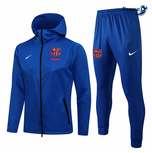 Veste Survetement Barcelone à Capuche Bleu 2021-2022