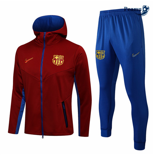 Veste Survetement Barcelone à Capuche Bordeaux 2021-2022