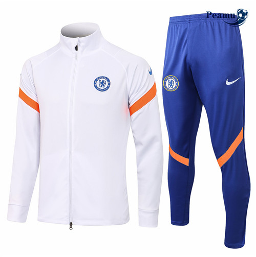 Veste Survetement Chelsea Blanc Col Haut 2021-2022