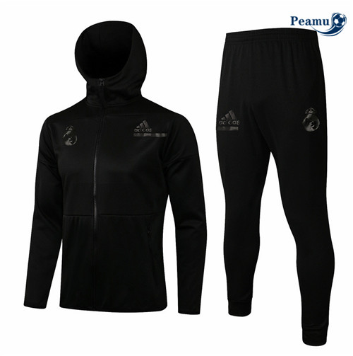 Veste Survetement Real Madrid à Capuche Noir 2021-2022