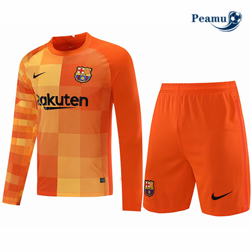 Kit Maillot foot Barcelone Gardien de but Manche Longue Orange 2021-2022