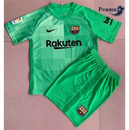 Kit Maillot foot Barcelone Enfant Gardien de but Vert 2021-2022