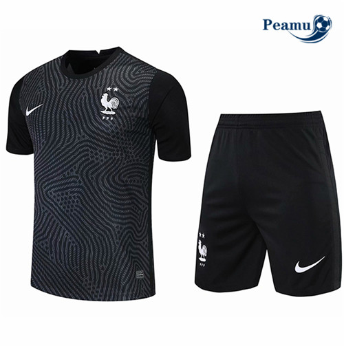 Kit Maillot foot France Gardien de but Noir 2021-2022