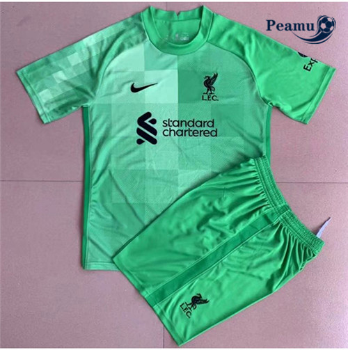 Maillot foot Liverpool Enfant Gardien de but Vert 2021-2022