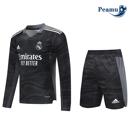 Kit Maillot foot Real Madrid Gardien de but Manche Longue Noir 2021-2022