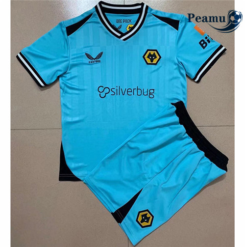 Peamu - Maillot foot Wolverhampton Enfant Gardien de but Bleu 2021-2022