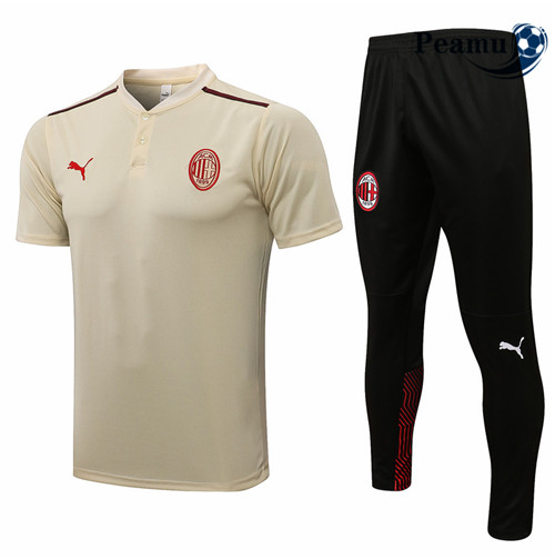 Kit Maillot Entrainement foot Polo AC Milan + Pantalon Jaune 2021-2022