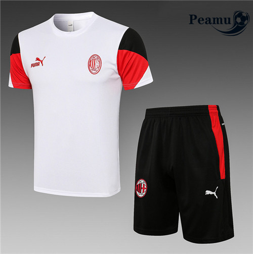 Kit Maillot Entrainement foot AC Milan + Pantalon Blanc 2021-2022