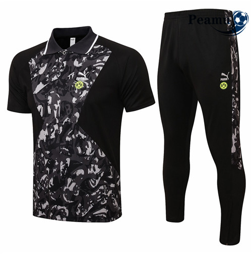 Kit Maillot Entrainement foot Polo Borussia Dortmund + Pantalon Noir 2021-2022
