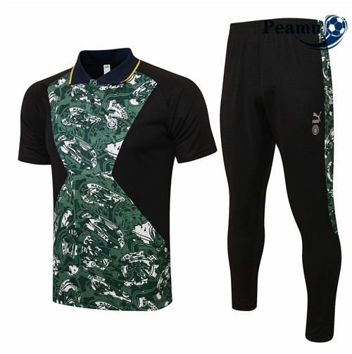 Kit Maillot Entrainement foot Polo Manchester City Noir/Vert 2021-2022