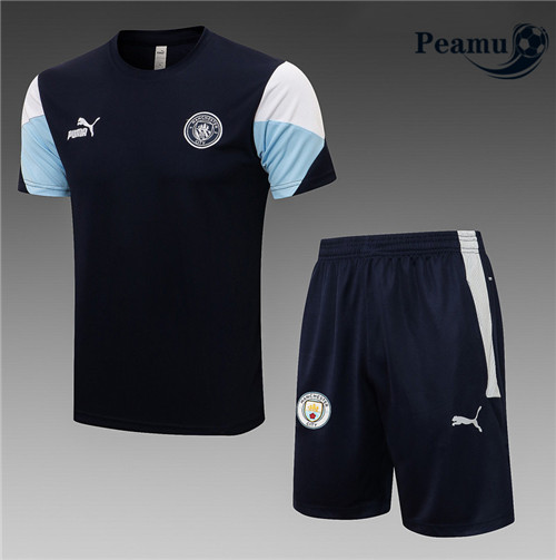 Kit Maillot Entrainement foot Manchester City + Pantalon Bleu Marine 2021-2022