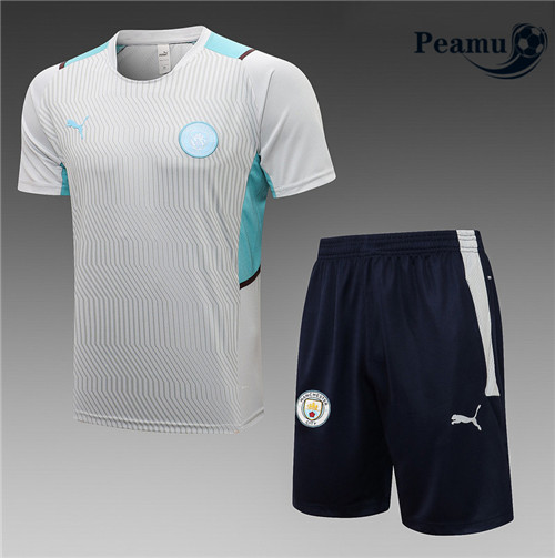Kit Maillot Entrainement foot Manchester City + Pantalon Gris clair 2021-2022