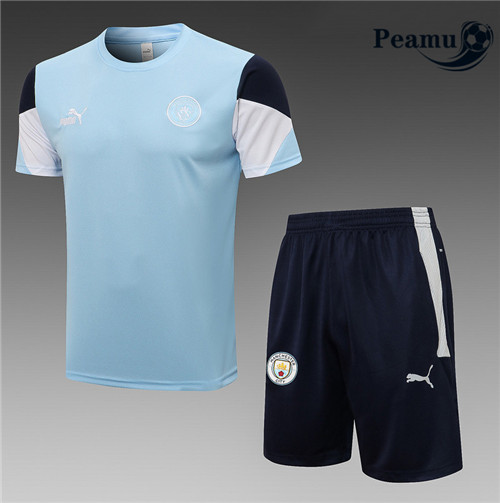 Kit Maillot Entrainement foot Manchester City + Pantalon Bleu clair 2021-2022