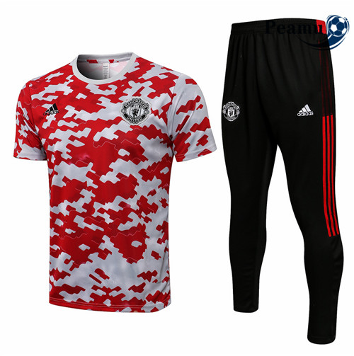 Kit Maillot Entrainement foot Manchester United + Pantalon Rouge/Blanc 2021-2022