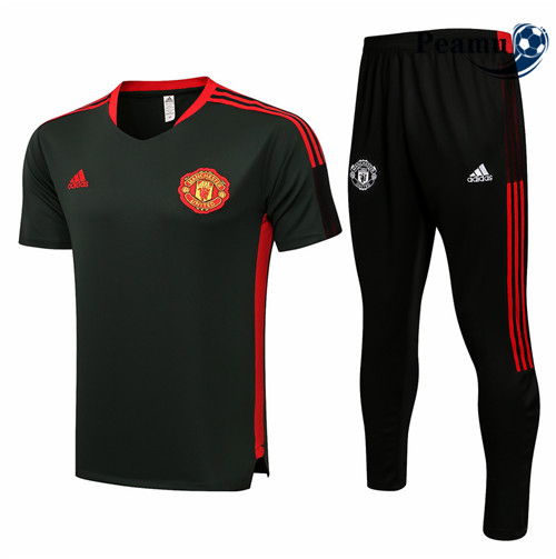 Kit Maillot Entrainement foot Manchester United + Pantalon Vert foncé 2021-2022