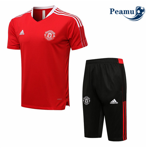 Kit Maillot Entrainement foot Manchester United + Pantalon Rouge 3/4 2021-2022