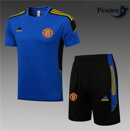 Kit Maillot Entrainement foot Manchester United + Pantalon champions league Bleu 2021-2022