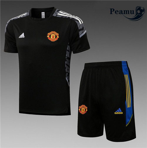 Kit Maillot Entrainement foot Manchester United + Pantalon champions league Noir 2021-2022