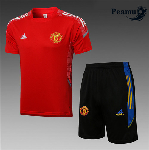Kit Maillot Entrainement foot Manchester United + Pantalon champions league Rouge 2021-2022