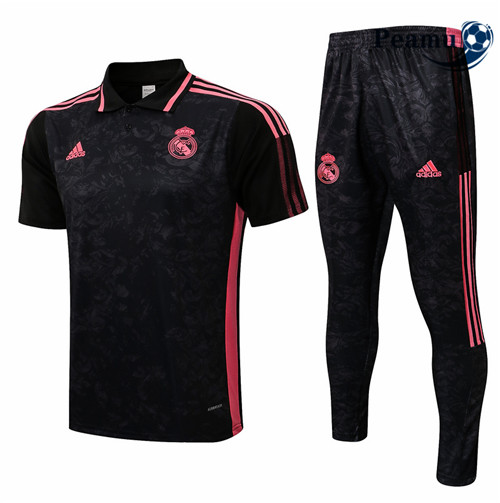 Kit Maillot Entrainement foot Polo Real Madrid + Pantalon Noir 2021-2022