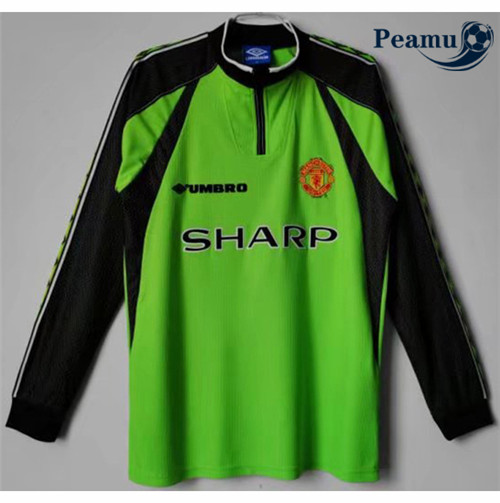 Peamu - Maillot foot Retro Manchester United Gardien de but Manche Longue 1998